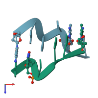 PDB entry 400d coloured by chain, top view.