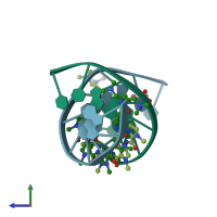 PDB entry 407d coloured by chain, side view.