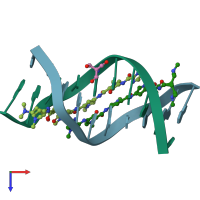PDB entry 407d coloured by chain, top view.