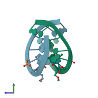 PDB entry 411d coloured by chain, side view.