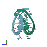 PDB entry 412d coloured by chain, side view.