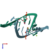 PDB entry 412d coloured by chain, top view.