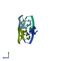 PDB entry 419d coloured by chain, side view.