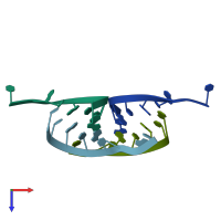 PDB entry 419d coloured by chain, top view.