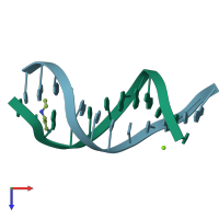 PDB entry 428d coloured by chain, top view.