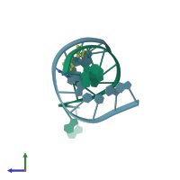 PDB entry 432d coloured by chain, side view.