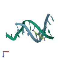 PDB entry 432d coloured by chain, top view.