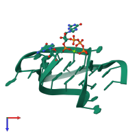 PDB entry 437d coloured by chain, top view.