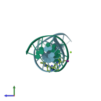 PDB entry 443d coloured by chain, side view.