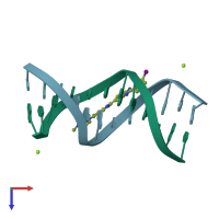 PDB entry 443d coloured by chain, top view.