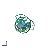 PDB entry 447d coloured by chain, side view.