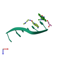 PDB entry 452d coloured by chain, top view.