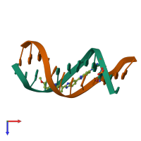 PDB entry 459d coloured by chain, top view.