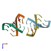 PDB entry 464d coloured by chain, top view.