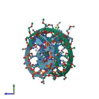 PDB entry 469d coloured by chain, side view.