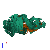 PDB entry 484d coloured by chain, ensemble of 22 models, top view.