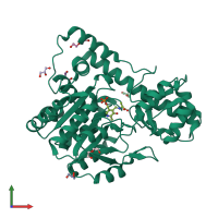 PDB entry 4a00 coloured by chain, front view.