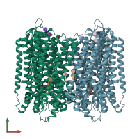 PDB entry 4a01 coloured by chain, front view.