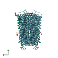 PDB entry 4a01 coloured by chain, side view.