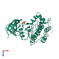 PDB entry 4a06 coloured by chain, top view.