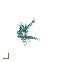 PDB entry 4a0i coloured by chain, side view.