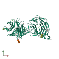 PDB entry 4a0p coloured by chain, front view.