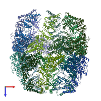 PDB entry 4a0w coloured by chain, top view.