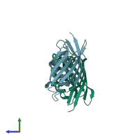 PDB entry 4a0y coloured by chain, side view.