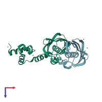 PDB entry 4a0y coloured by chain, top view.