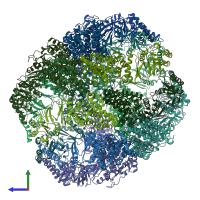 PDB entry 4a13 coloured by chain, side view.