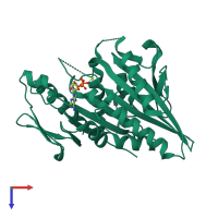 PDB entry 4a14 coloured by chain, top view.