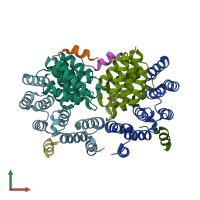 PDB entry 4a1g coloured by chain, front view.