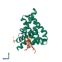 PDB entry 4a1u coloured by chain, side view.