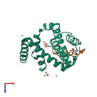 PDB entry 4a1u coloured by chain, top view.