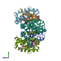 PDB entry 4a1w coloured by chain, side view.