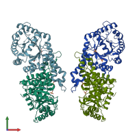 PDB entry 4a21 coloured by chain, front view.