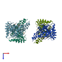 PDB entry 4a21 coloured by chain, top view.