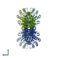 PDB entry 4a22 coloured by chain, side view.