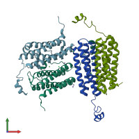 PDB entry 4a25 coloured by chain, front view.