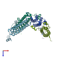 PDB entry 4a25 coloured by chain, top view.