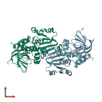 PDB entry 4a27 coloured by chain, front view.