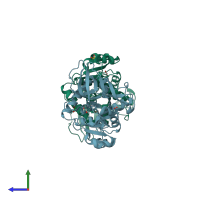 PDB entry 4a27 coloured by chain, side view.