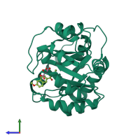 PDB entry 4a29 coloured by chain, side view.