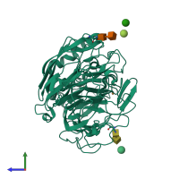 PDB entry 4a2d coloured by chain, side view.