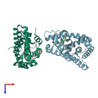 PDB entry 4a2j coloured by chain, top view.