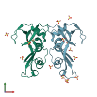 PDB entry 4a2o coloured by chain, front view.