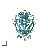 PDB entry 4a2o coloured by chain, side view.