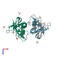 PDB entry 4a2o coloured by chain, top view.