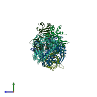 PDB entry 4a2u coloured by chain, side view.