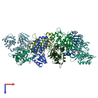 PDB entry 4a2u coloured by chain, top view.